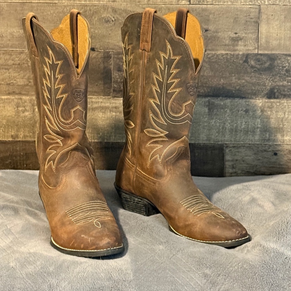 Ariat Heritage R Toe Western Country Brown Leather Boots Women's 7.5 B 15725